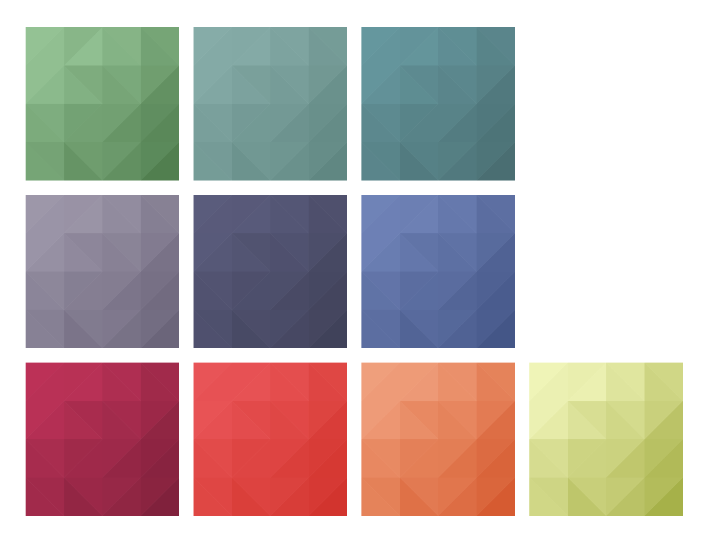 different colored tile pictures with a triangle pattern