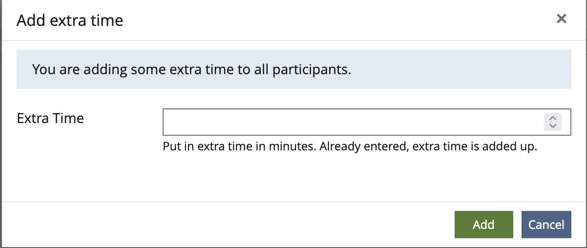 Mockup Modal "Add extra time for all participants"