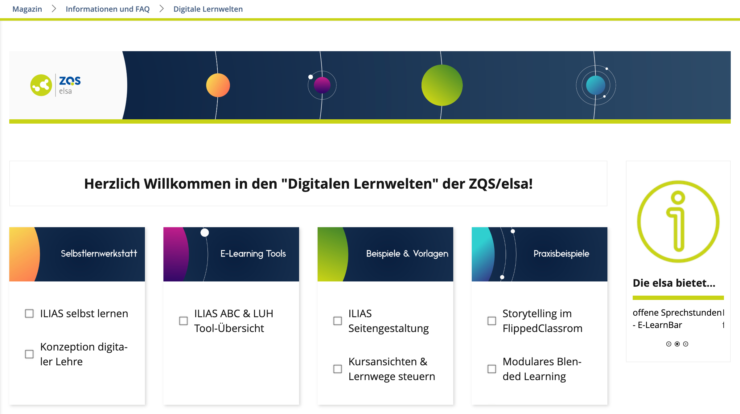 Screenshot von den "Digitalen Lernwelten" der LUH