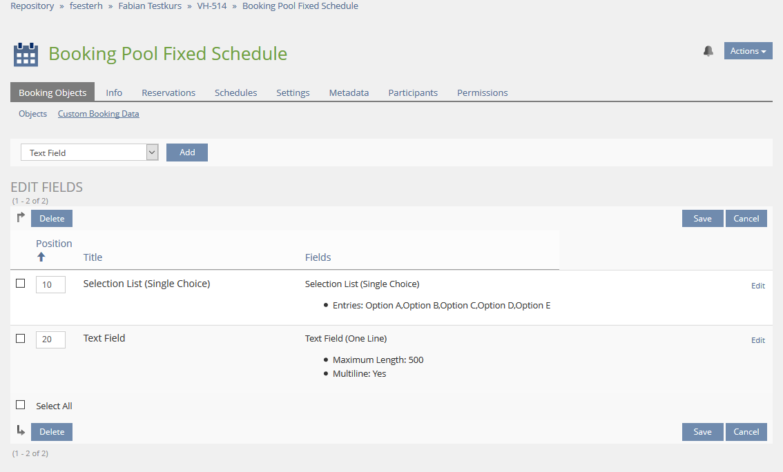 Custom Booking Data - Edit Fields