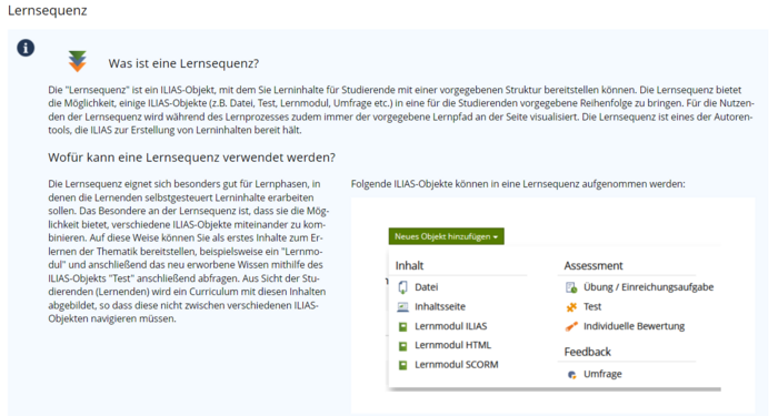 Informationsseite zur Lernsequenz in der Toolbox