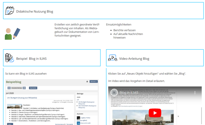 der ILIAS-Blog in der Toolbox