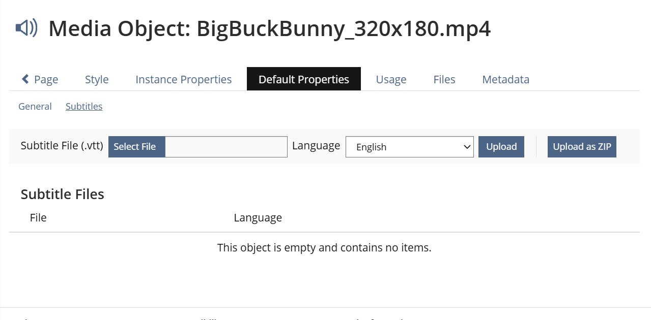 shows a user interface for uploading and managing subtitle files