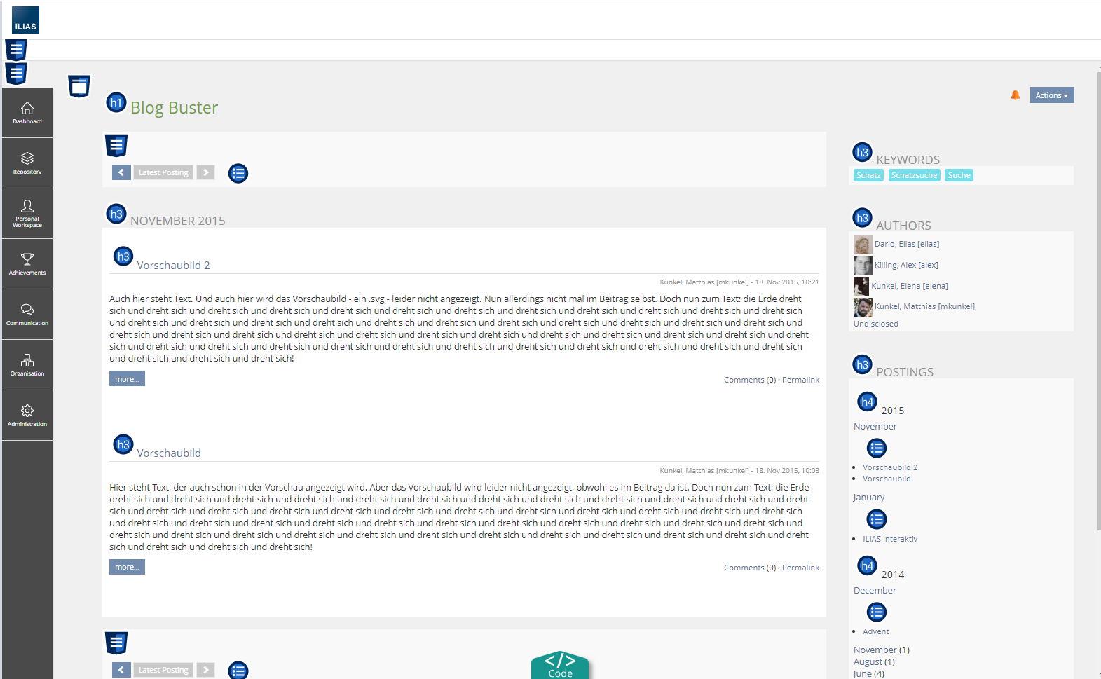 Screenshot unter Wave mit Strukturauszeichnungen 