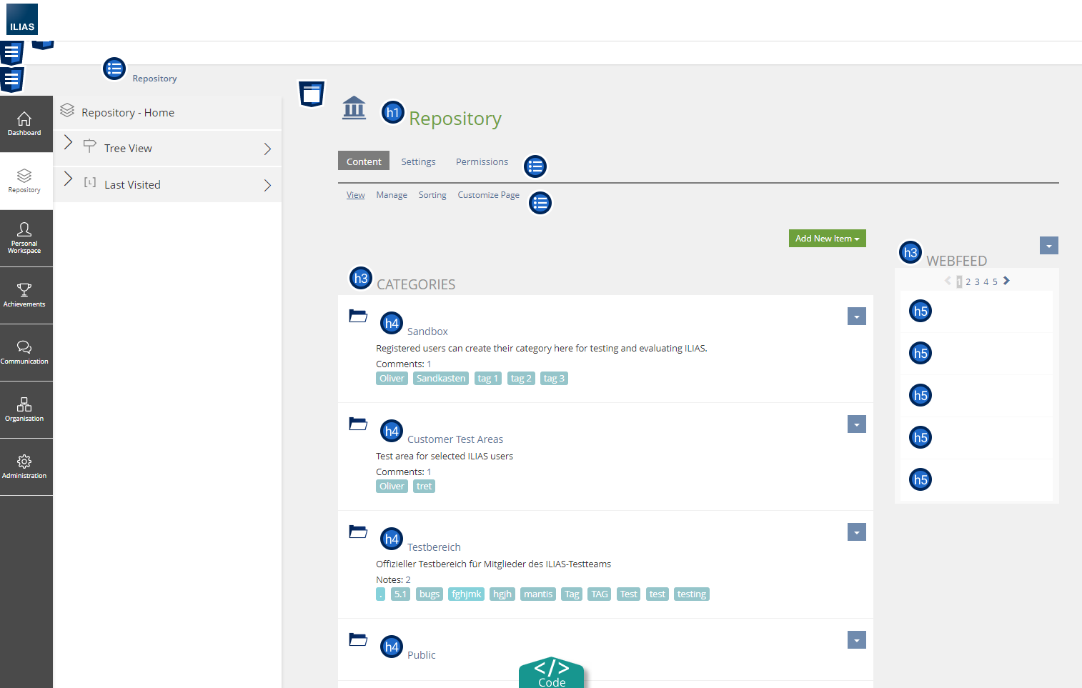 Screenshot unter Wave mit Strukturauszeichnungen 