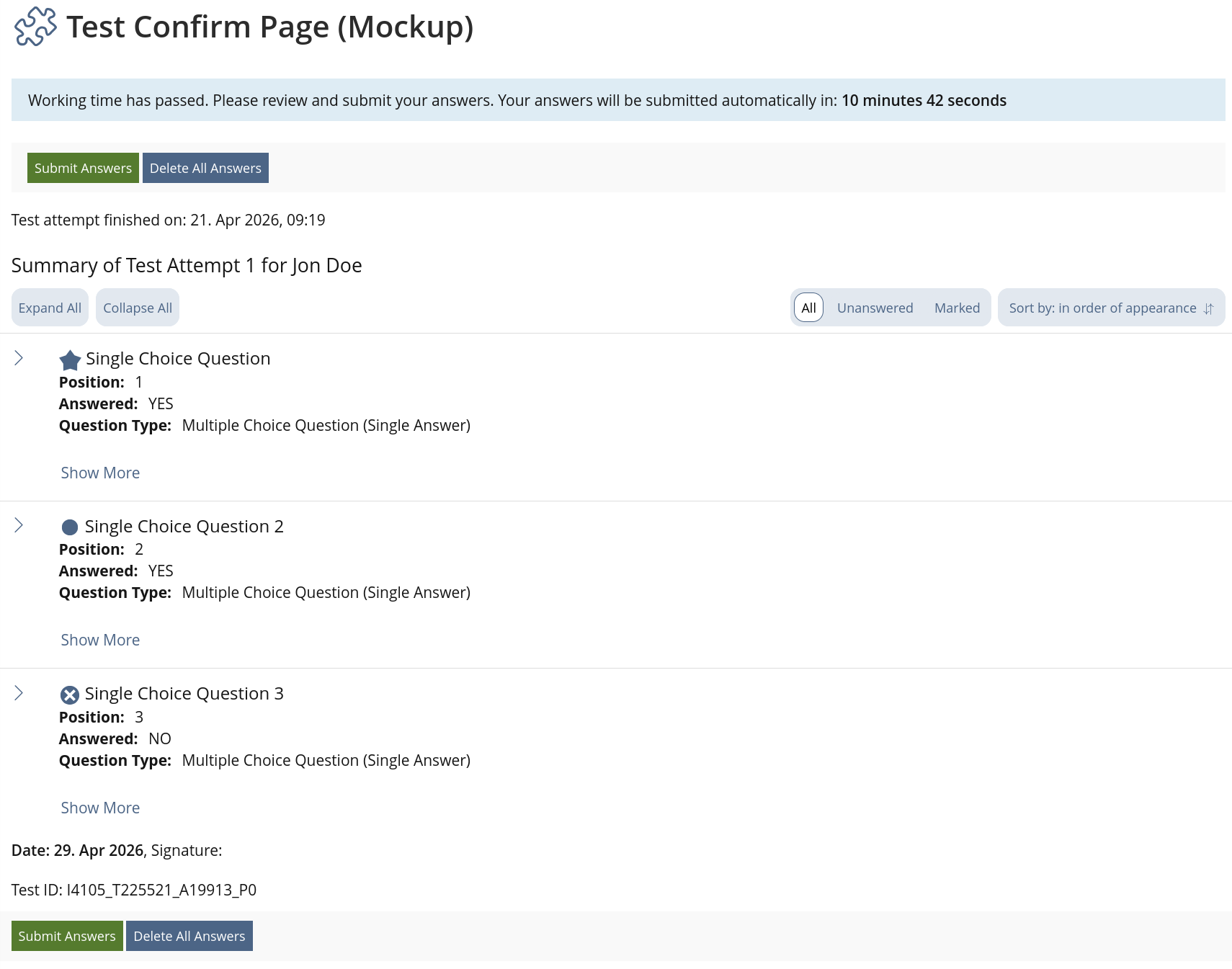 Mockup Test Confirm Page Working Time Passed