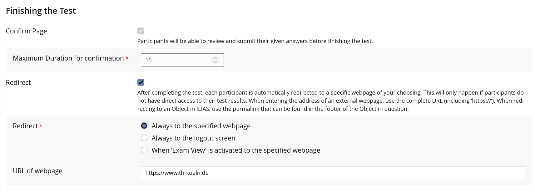 Mockup Test Confirm Page Settings: Finishing the Test (NEW)