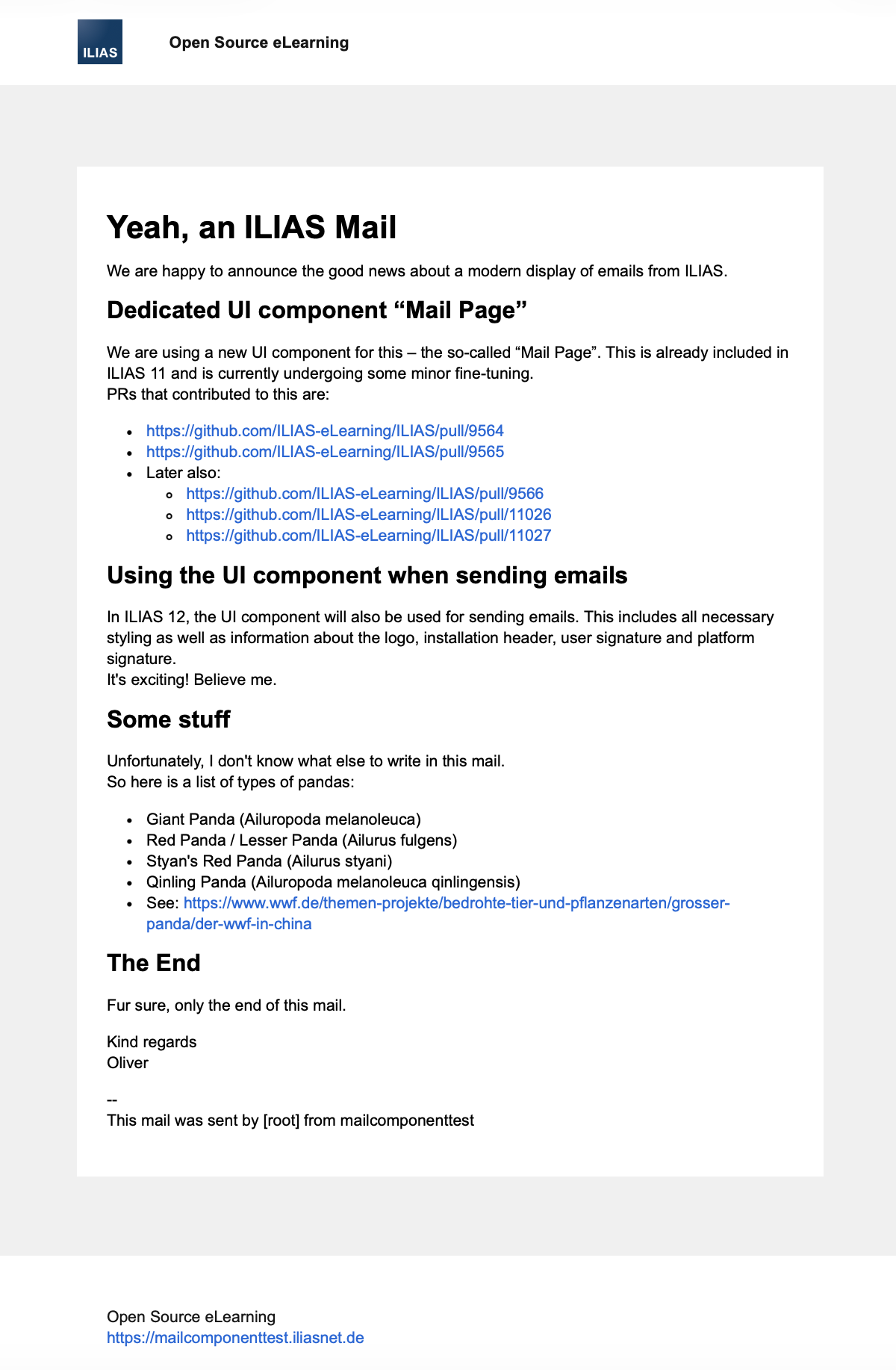 Using UI-Component 'Mail Page'