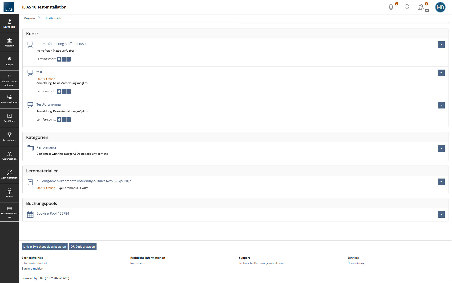Footer including a button for QR codes