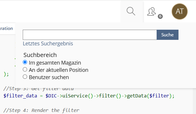 Search slate in Metabar
